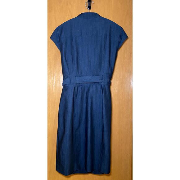 Calvin Klein - Dark Blue Denim Dress with Tie Belt - 12Petite - Picture 6 of 14